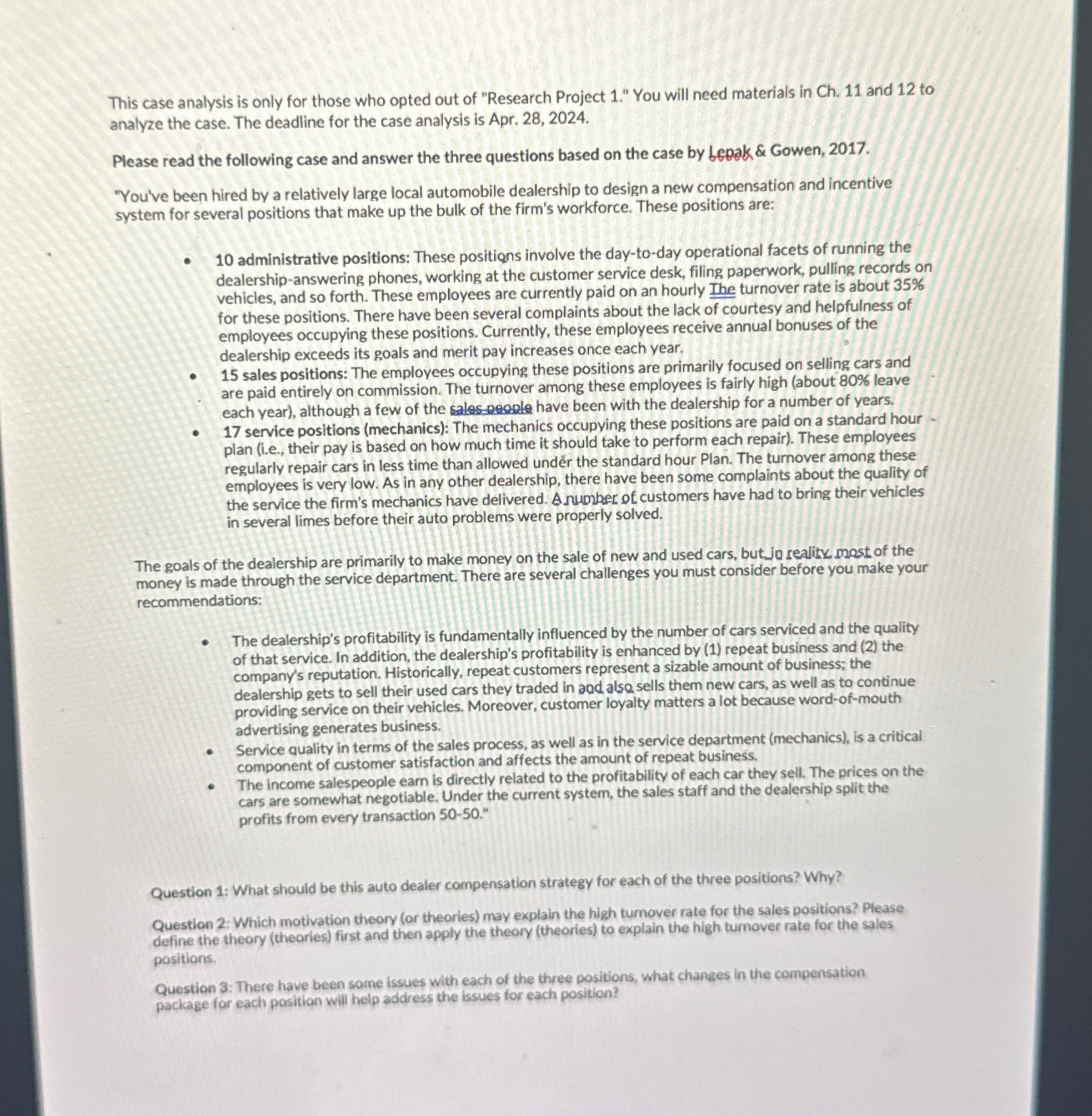  This case analysis is only for those who opted out of