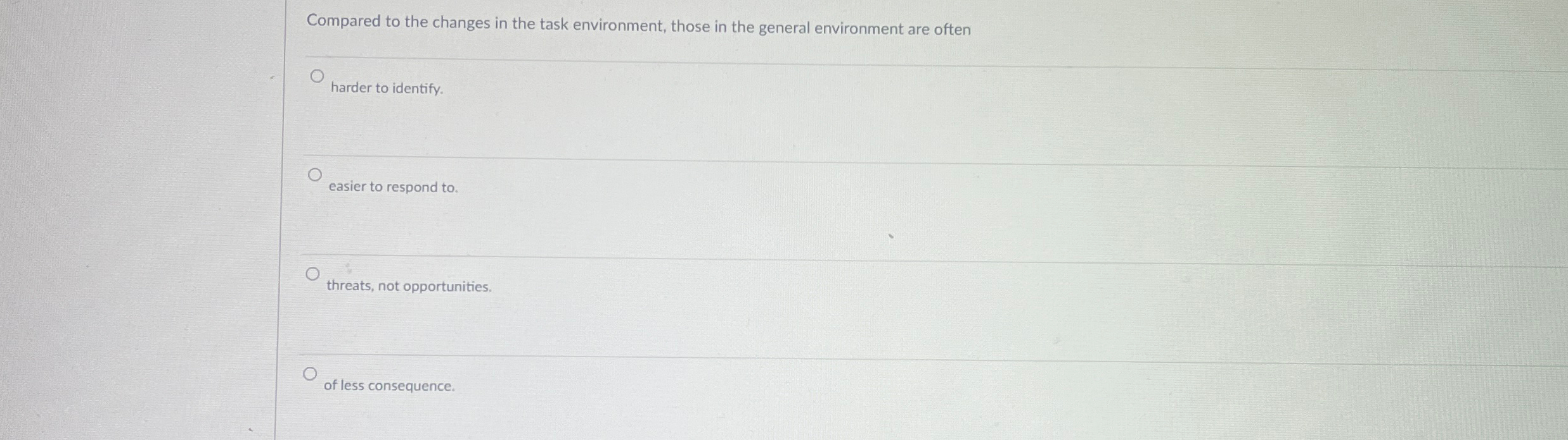  Compared to the changes in the task environment, those in the