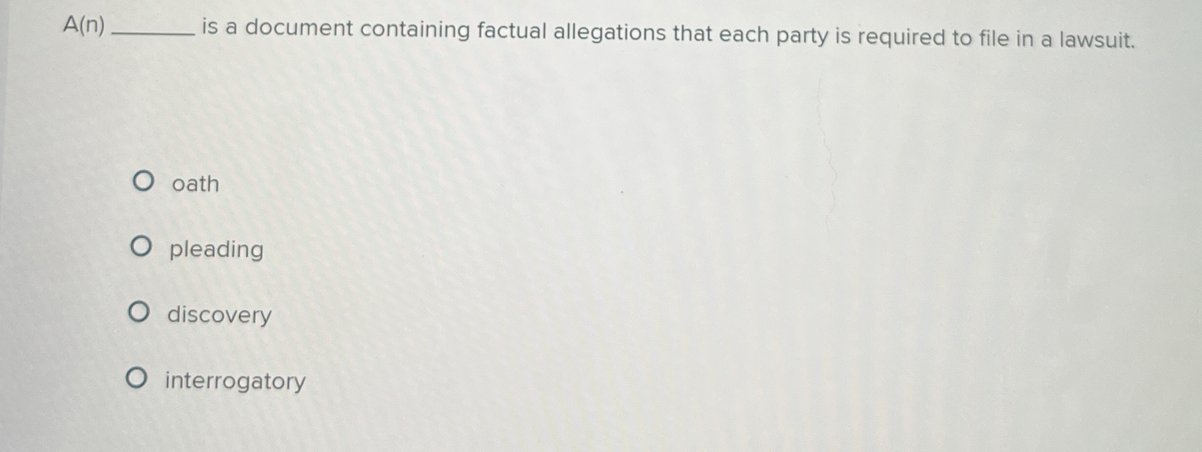  A(n) is a document containing factual allegations that each party is