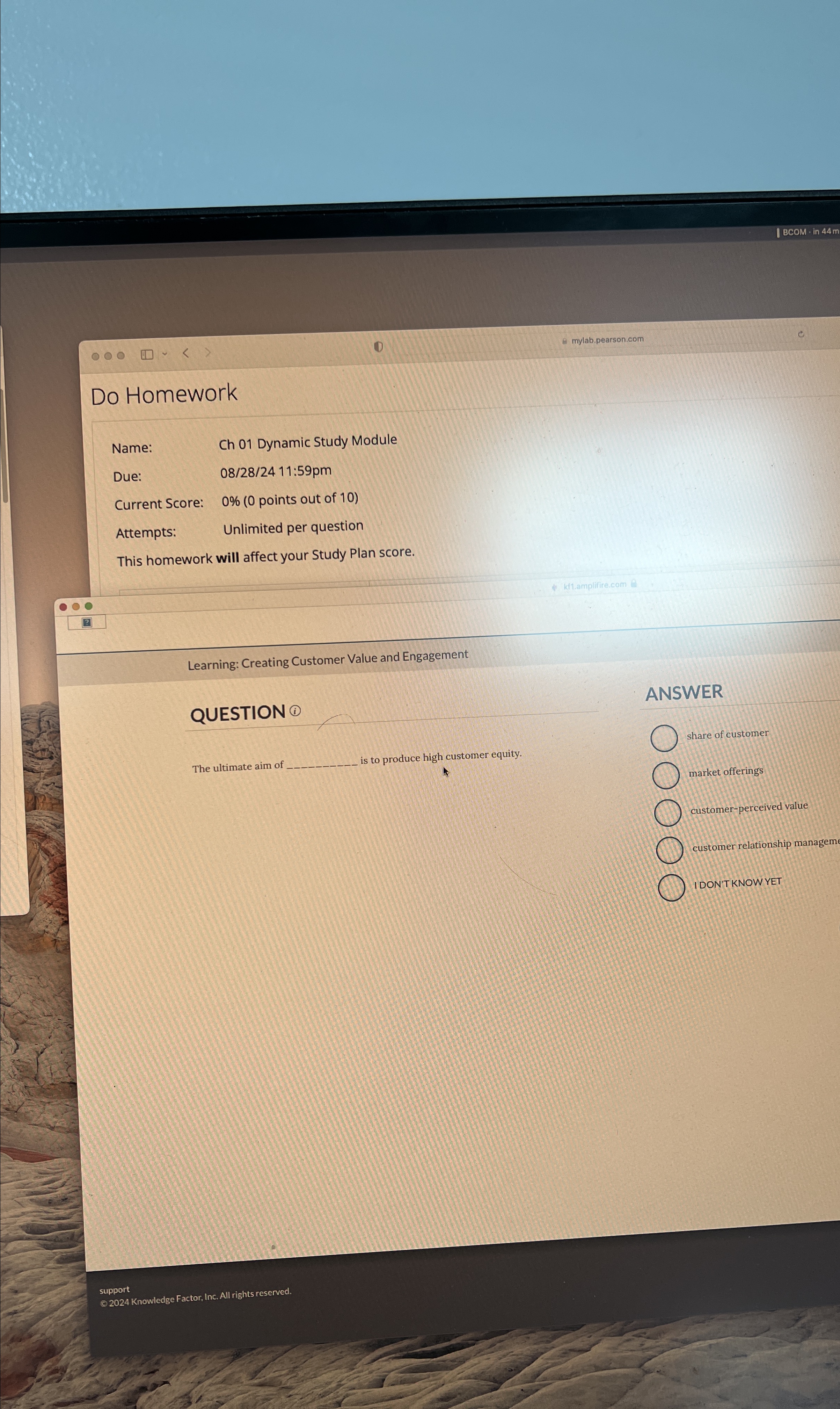 | BCOM in 44m Do Homework Name: Ch 01 Dynamic Study