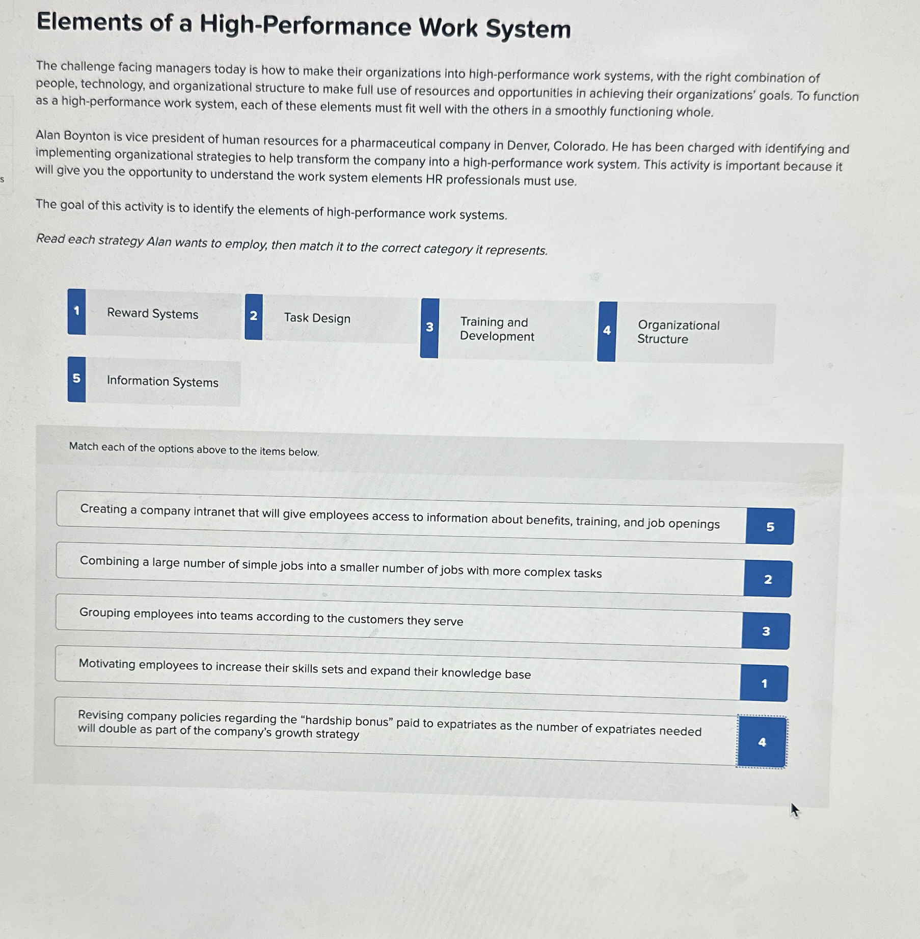  Elements of a High-Performance Work System The challenge facing managers today