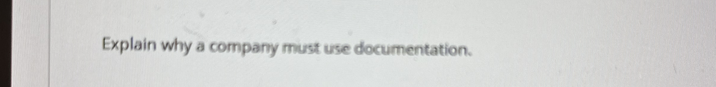  Explain why a company must use documentation. 