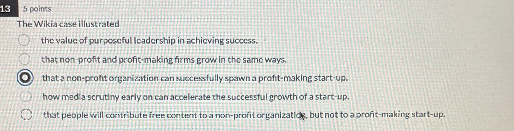  135 points The Wikia case illustrated the value of purposeful leadership