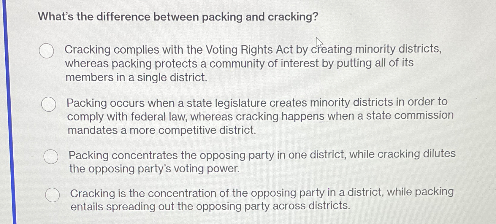  What's the difference between packing and cracking? Cracking complies with the