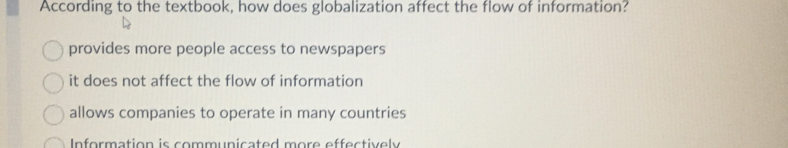  According to the textbook, how does globalization affect the flow of