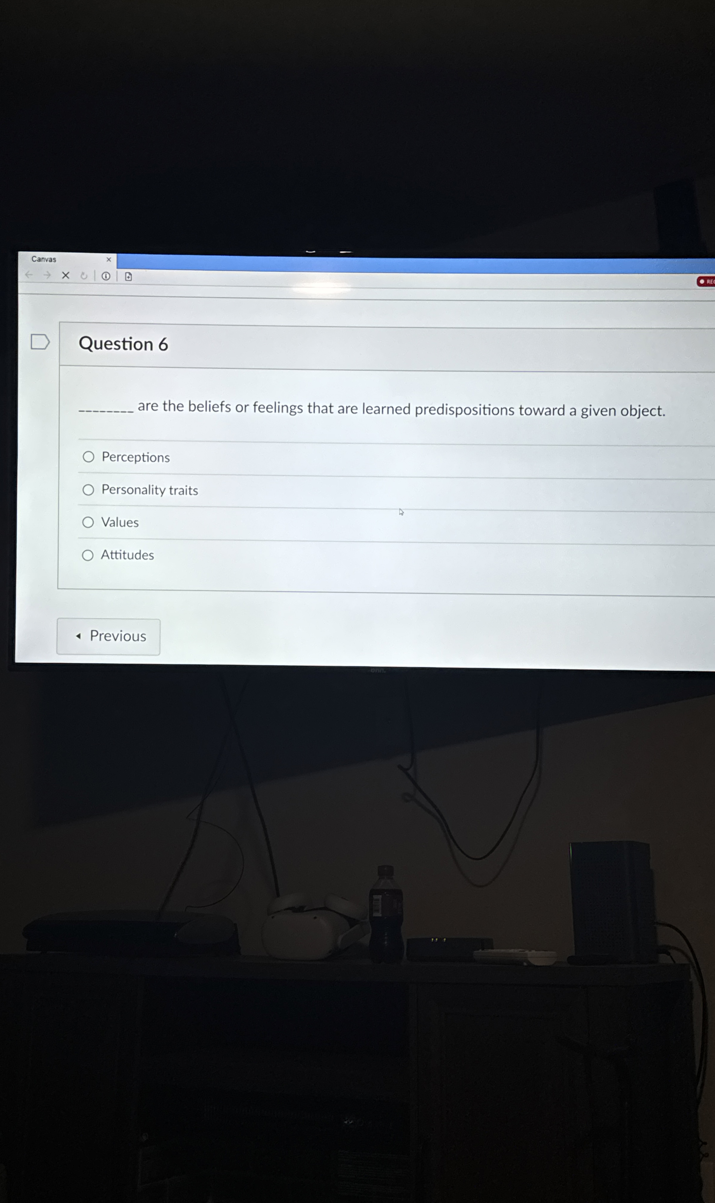  Canvas x (4) Question 6 q, are the beliefs or feelings