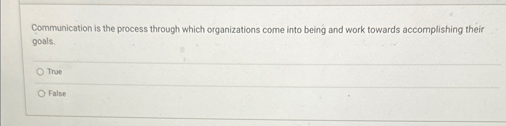  Communication is the process through which organizations come into being and