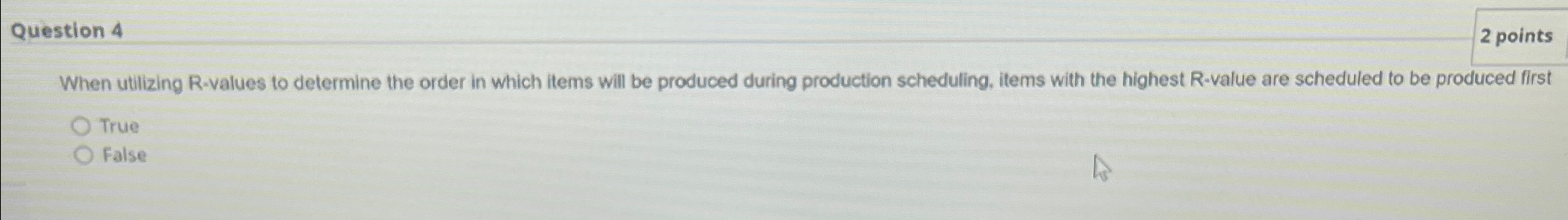  Question 4 2 points When utilizing R-values to determine the order