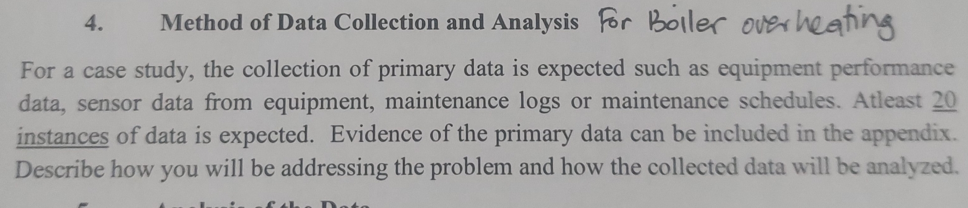  Method of Data Collection and Analysis For Boiler over heating For
