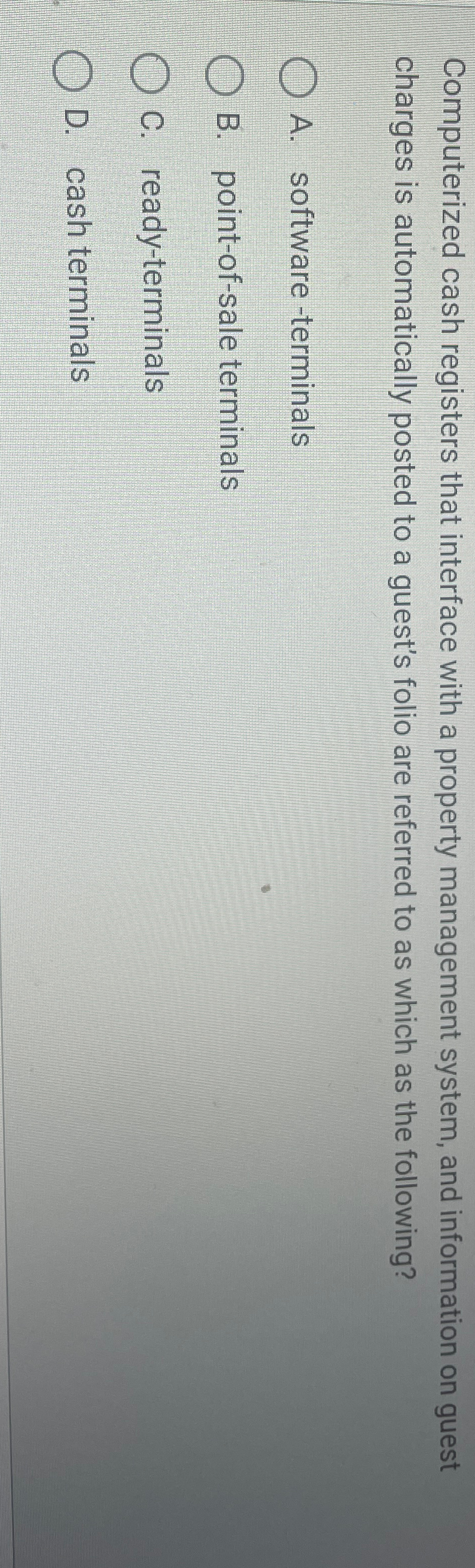  Computerized cash registers that interface with a property management system, and