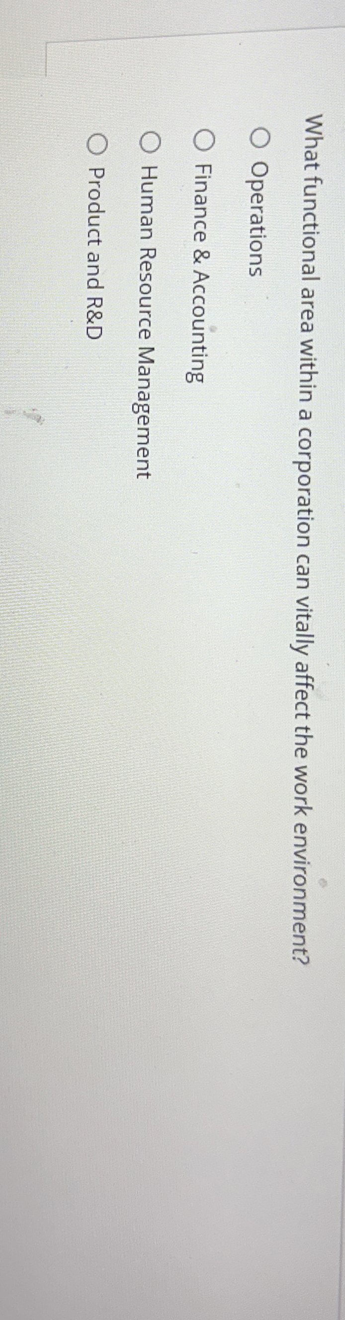  What functional area within a corporation can vitally affect the work