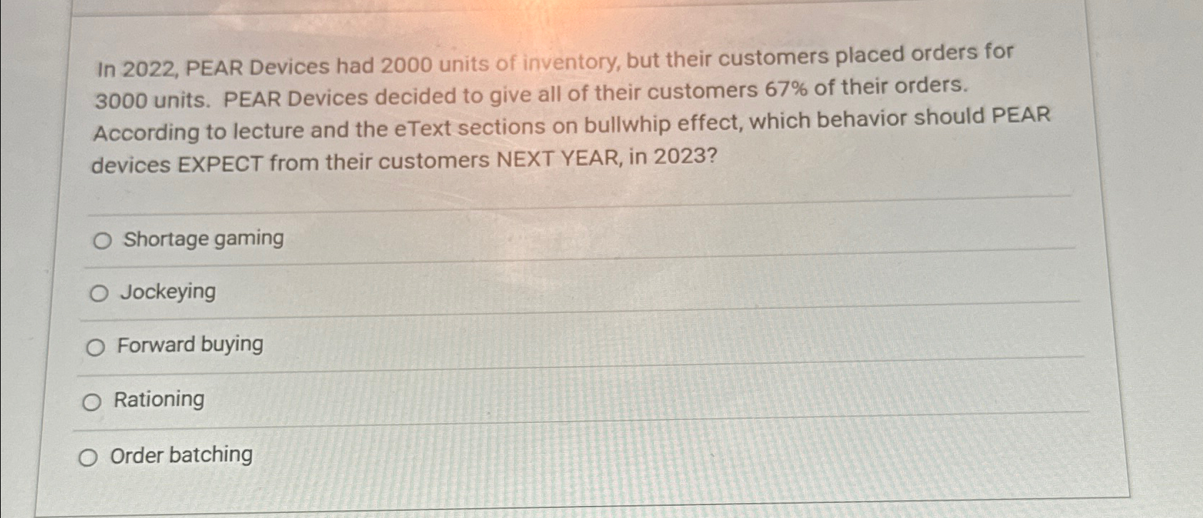  In 2022, PEAR Devices had 2000 units of inventory, but their