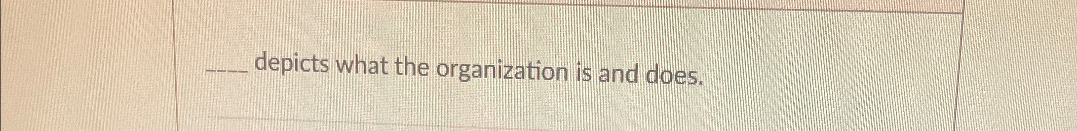  depicts what the organization is and does. 