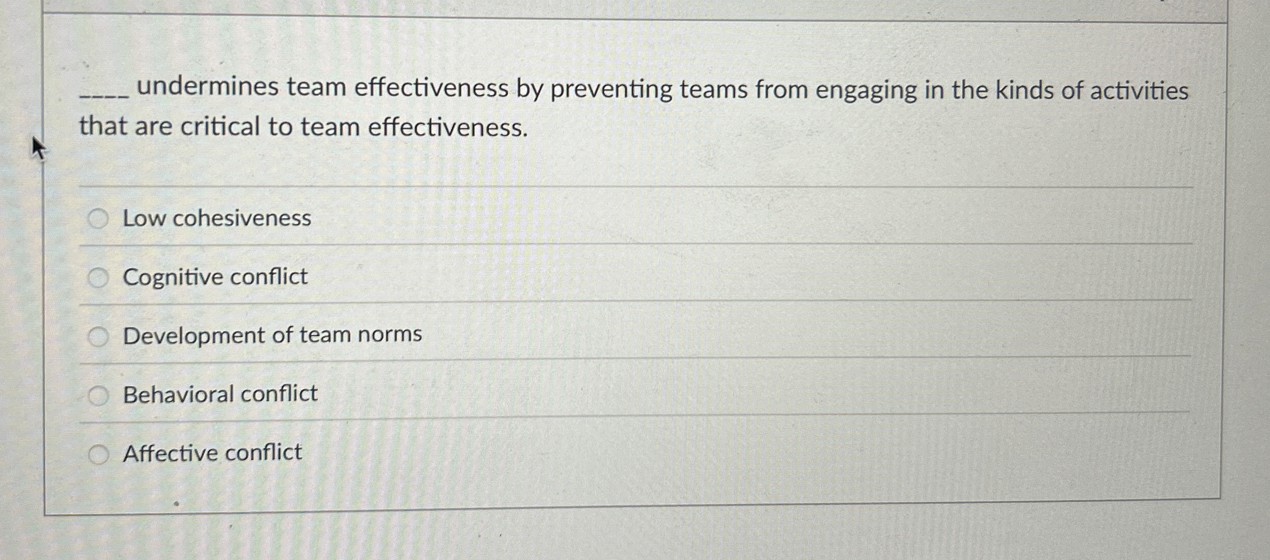  q, undermines team effectiveness by preventing teams from engaging in the