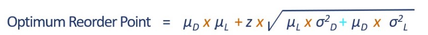  Optimum Reorder Point =DL+zLD2+DL22 
