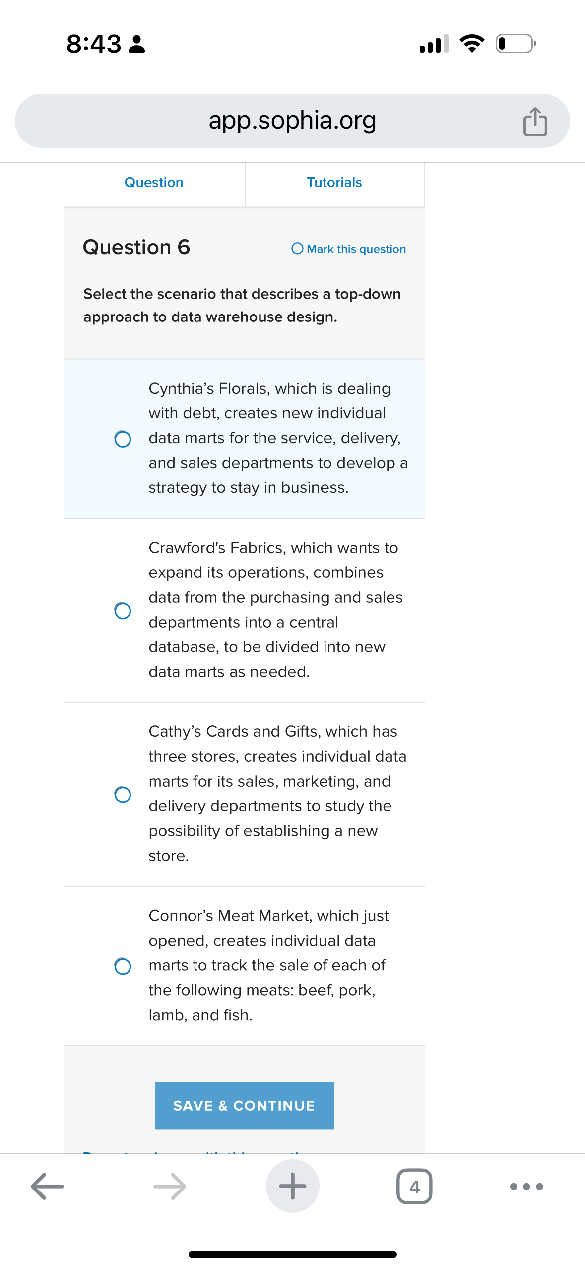  Question 6 Mark this question Select the scenario that describes a