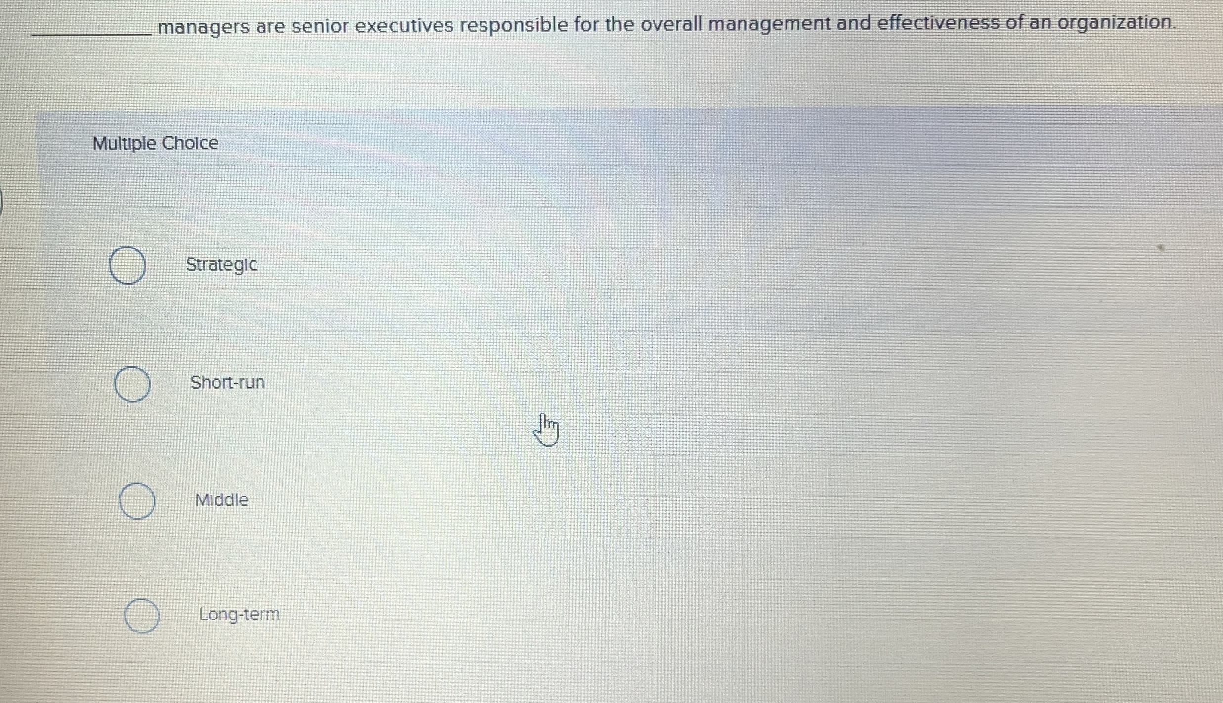  q, managers are senior executives responsible for the overall management and