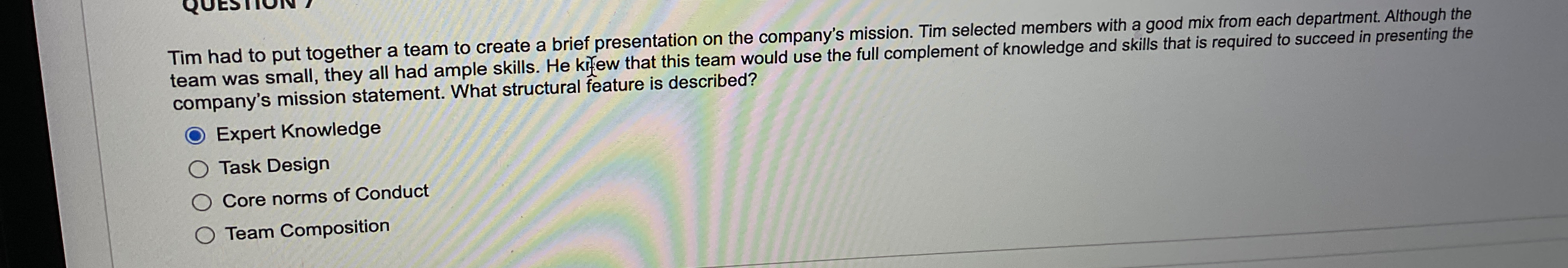  Tim had to put together a team to create a brief