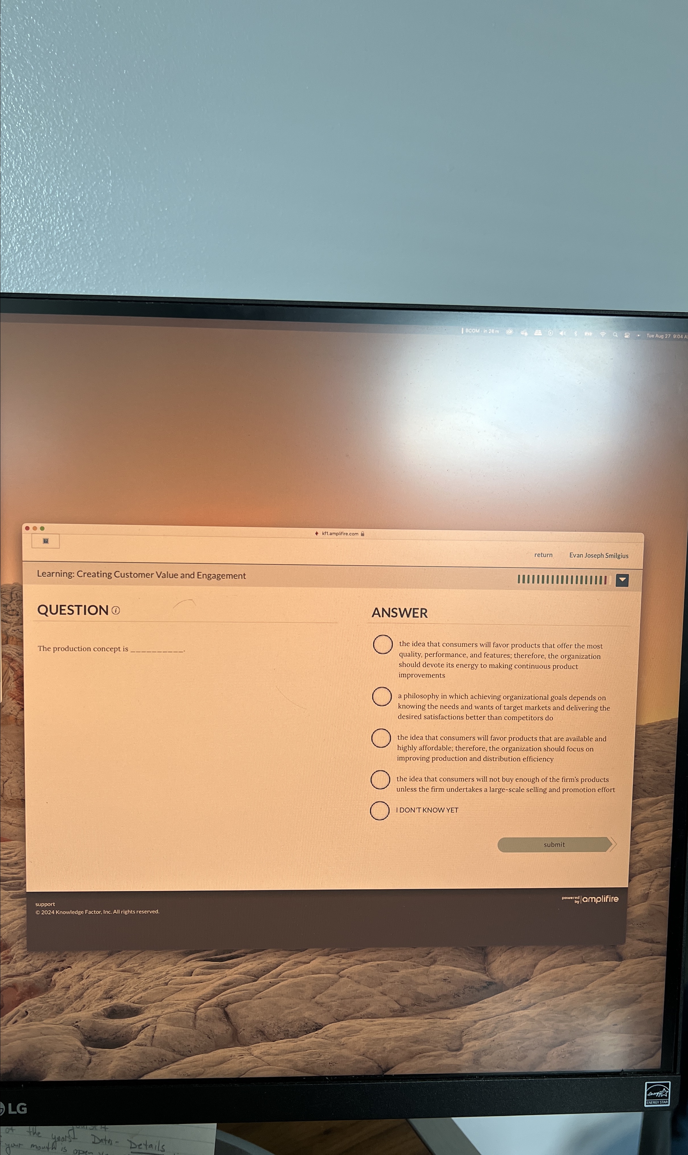  kt1.amplifire.com return Evan Joseph Smilgius Learning: Creating Customer Value and Engagement