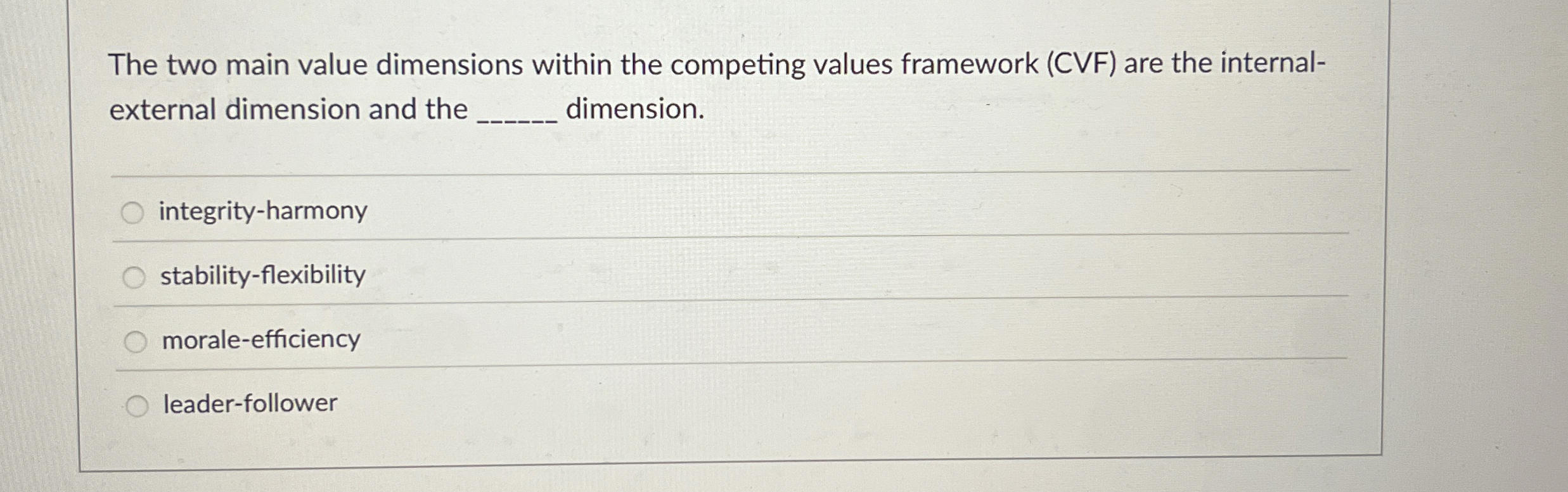  The two main value dimensions within the competing values framework (CVF)