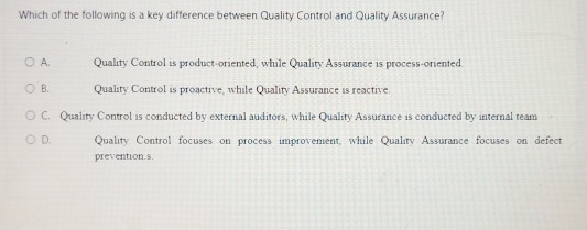  Which of the following is a key difference between Quality Control