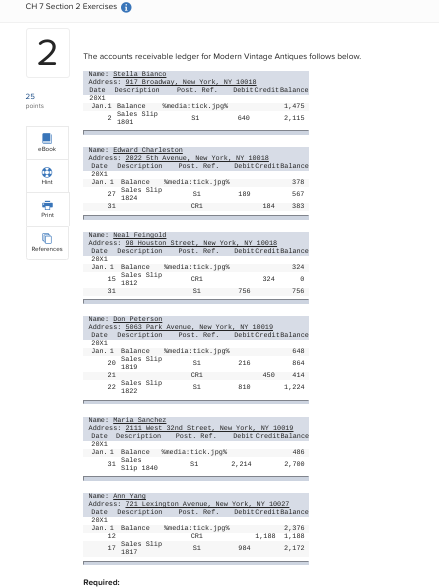 CH 7 Section 2 Exercises () 2 The accounts receivable ledger