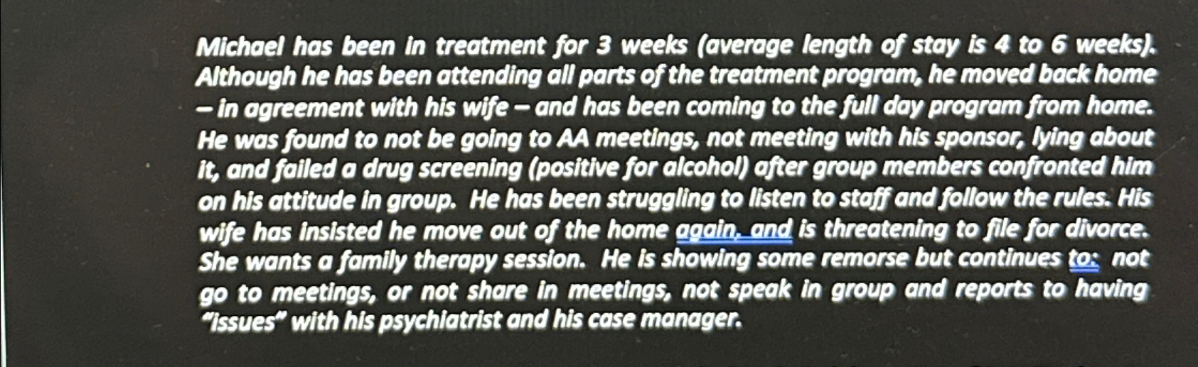  Please write 5 SMART objectives for this case plan. 