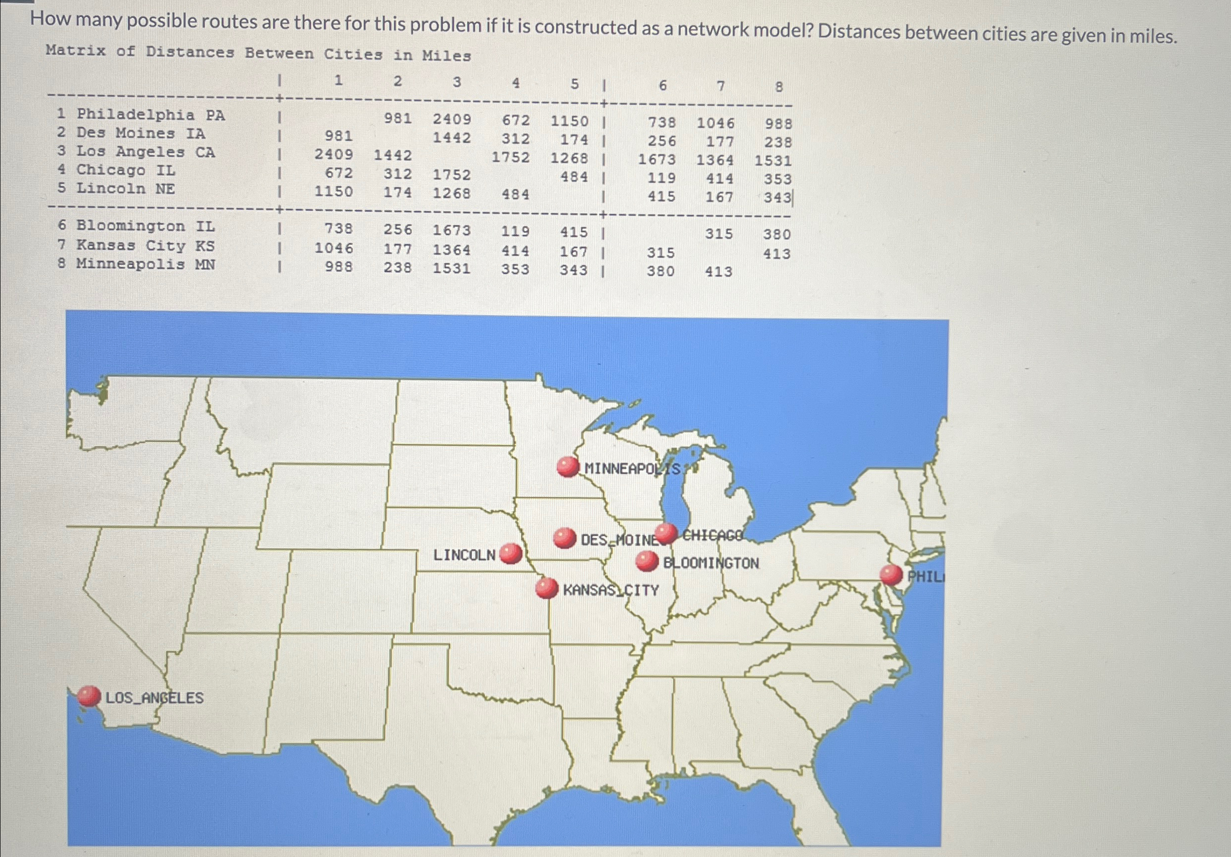  How many possible routes are there for this problem if it