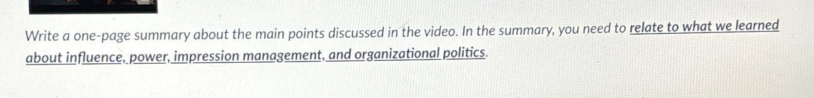  Write a one-page summary about the main points discussed in the