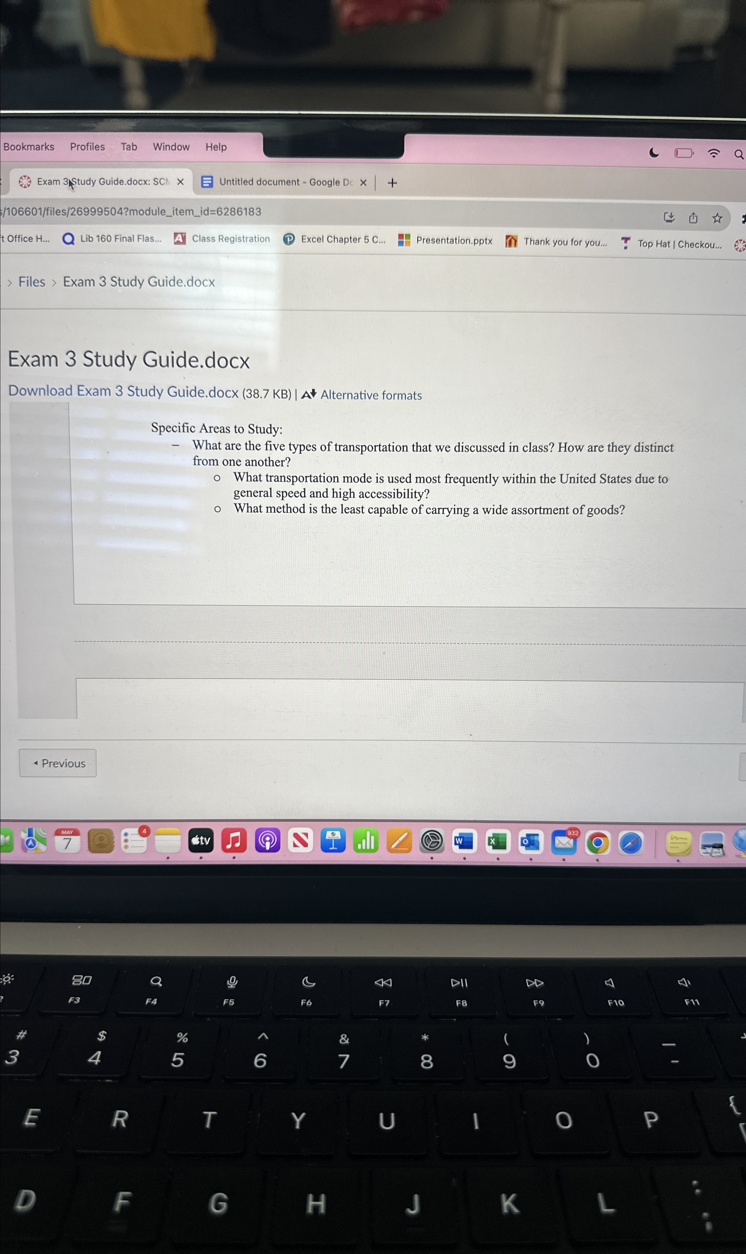  Exam 3)Study Guide.docx: SCl Untitled document - Google Dc x /106601/files/26999504?module_item_id=6286183