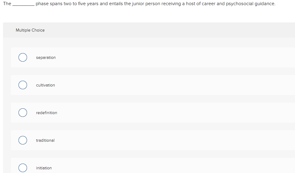  The phase spans two to five years and entails the junior