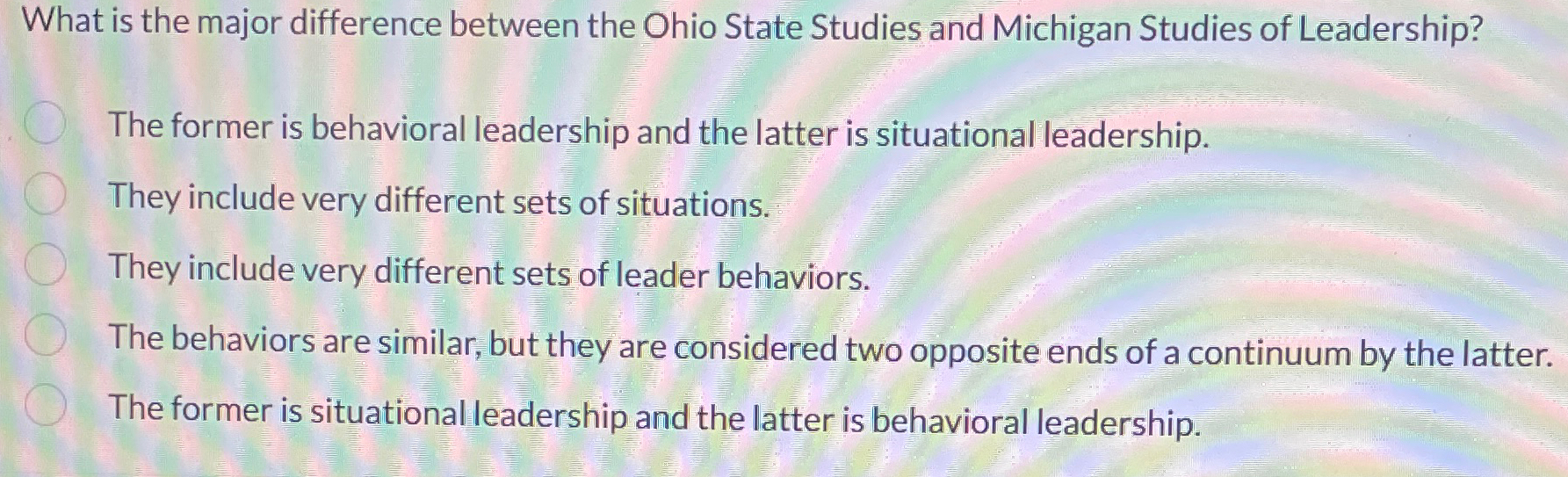  What is the major difference between the Ohio State Studies and