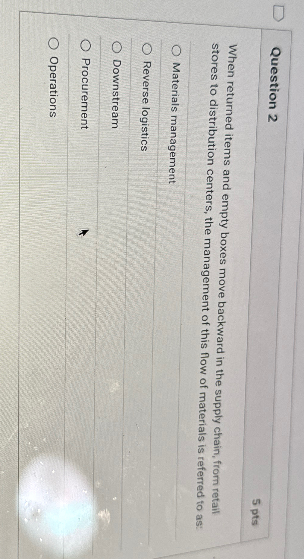  Question 2 When returned items and empty boxes move backward in