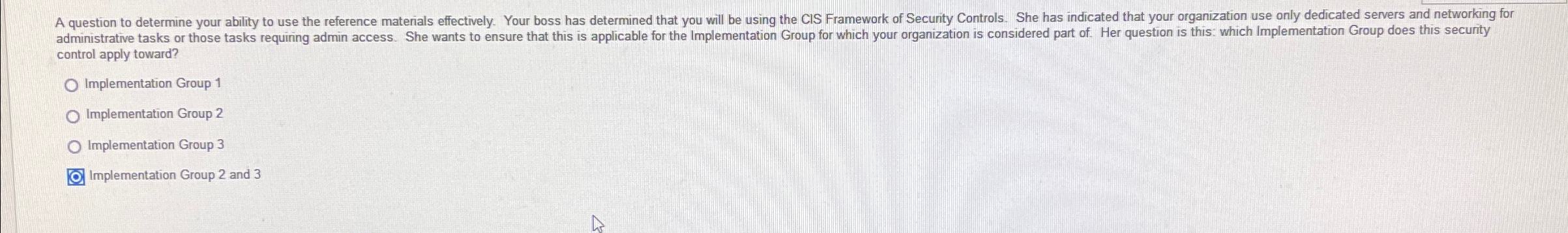  control apply toward? Implementation Group 1 Implementation Group 2 Implementation Group