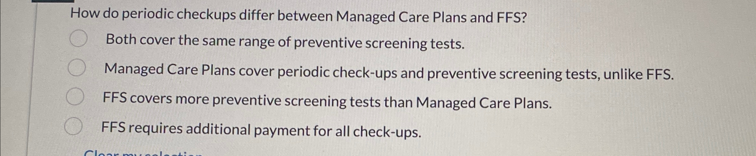  How do periodic checkups differ between Managed Care Plans and FFS?