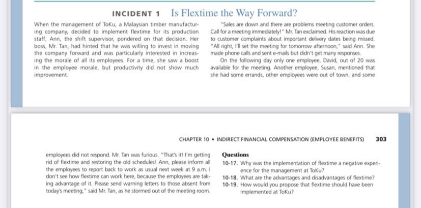  INCIDENT 1 Is Flextime the Way Forward? When the management of