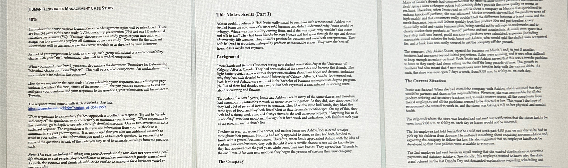  Human Resources Management Case Study 40% Throughout the course various Human