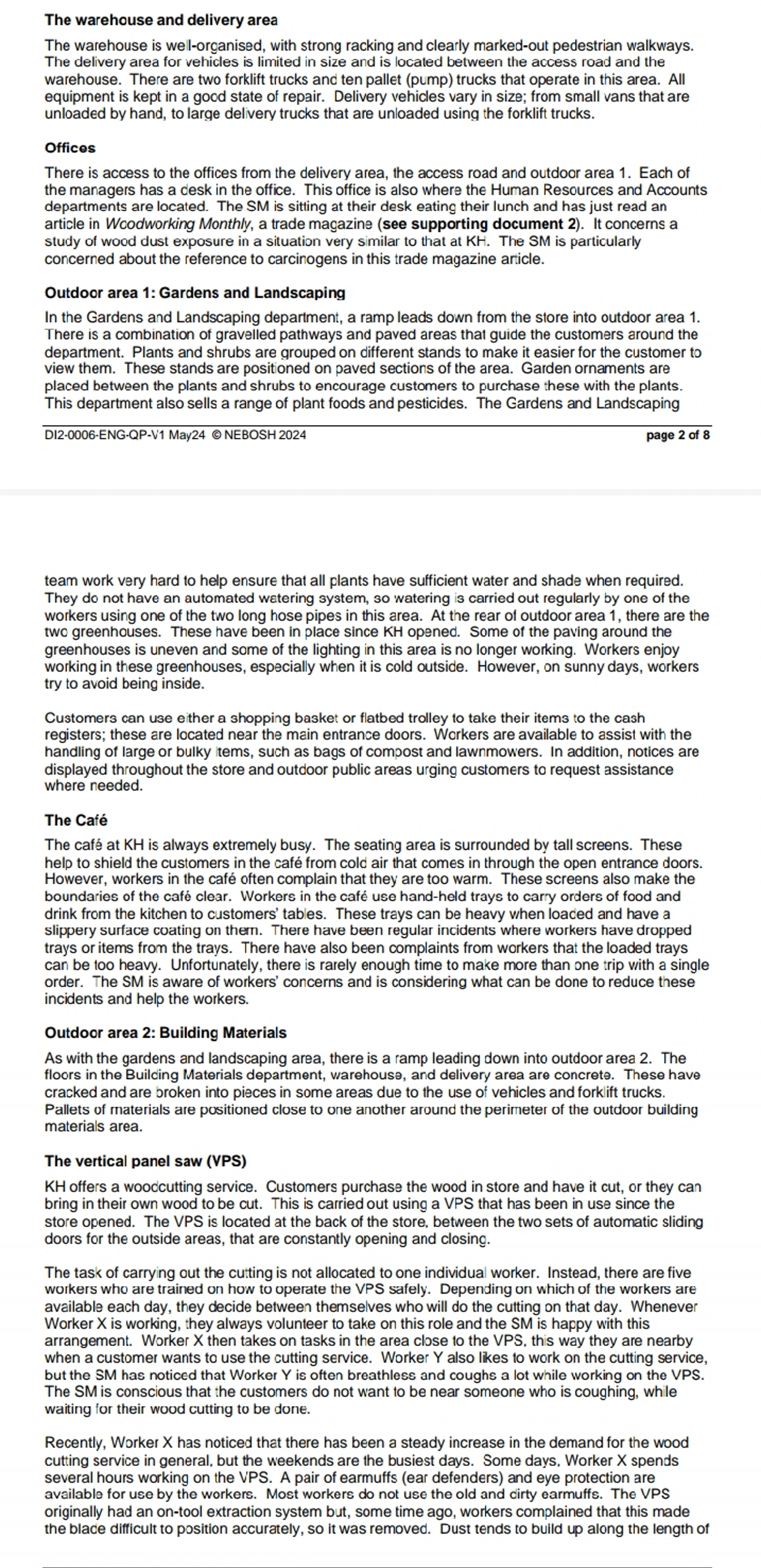  (b) Outline manual handling risks arising from the work environment at