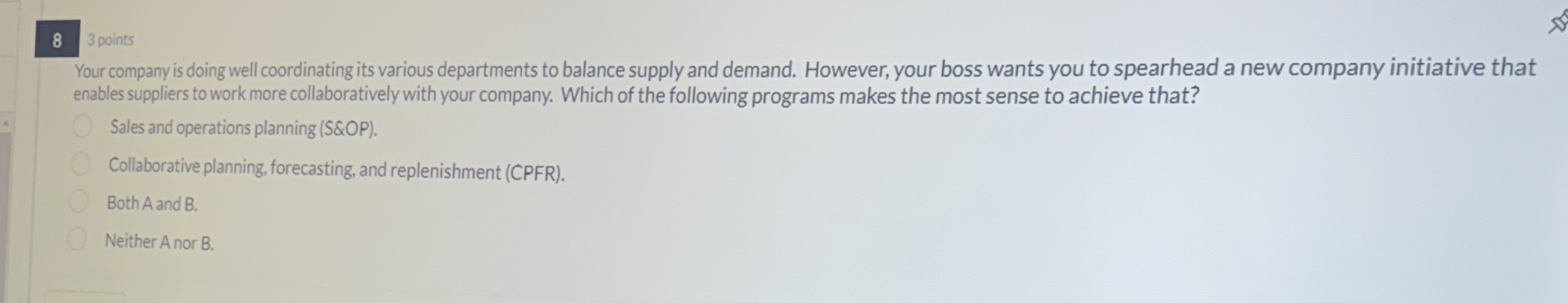  8 3 points Your company is doing well coordinating its various