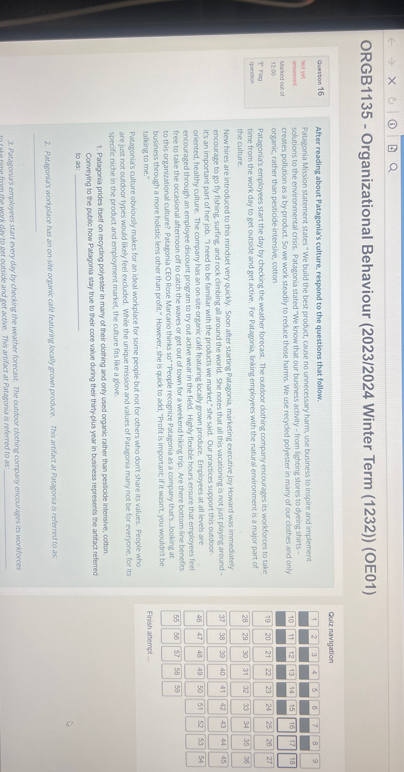  ORGB1135- Organizational Behaviour (2023/2024 Winter Term (1232))(OE01) Question 16 Not yet