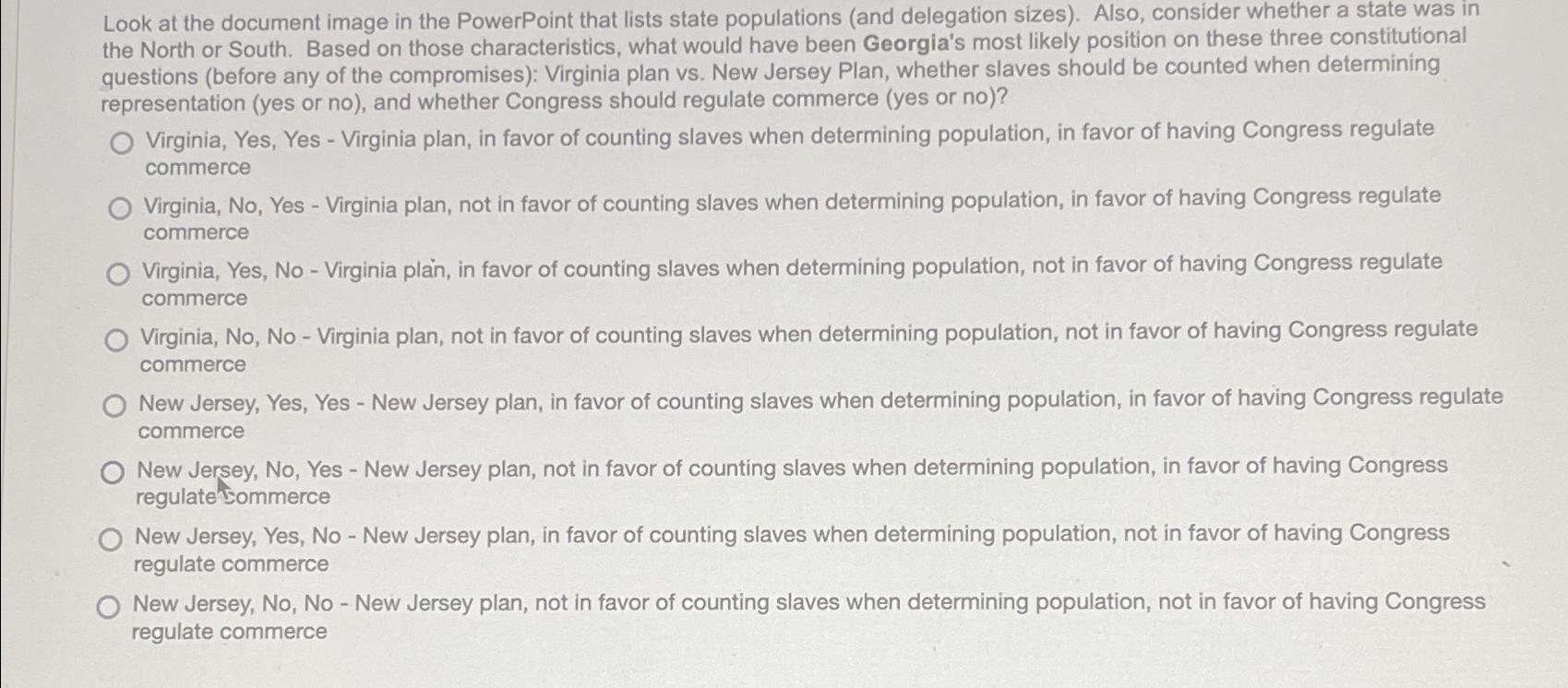  Look at the document image in the PowerPoint that lists state