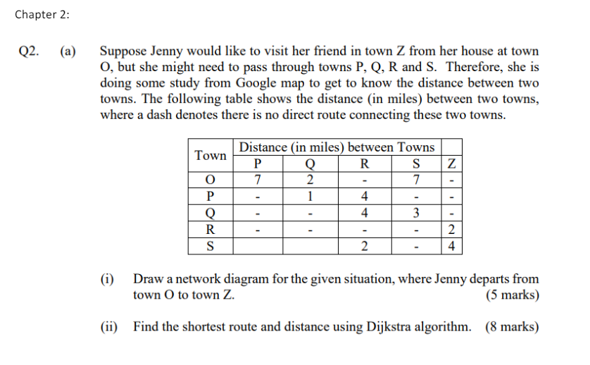 Chapter 2: Q2.(a) Suppose Jenny would like to visit her friend