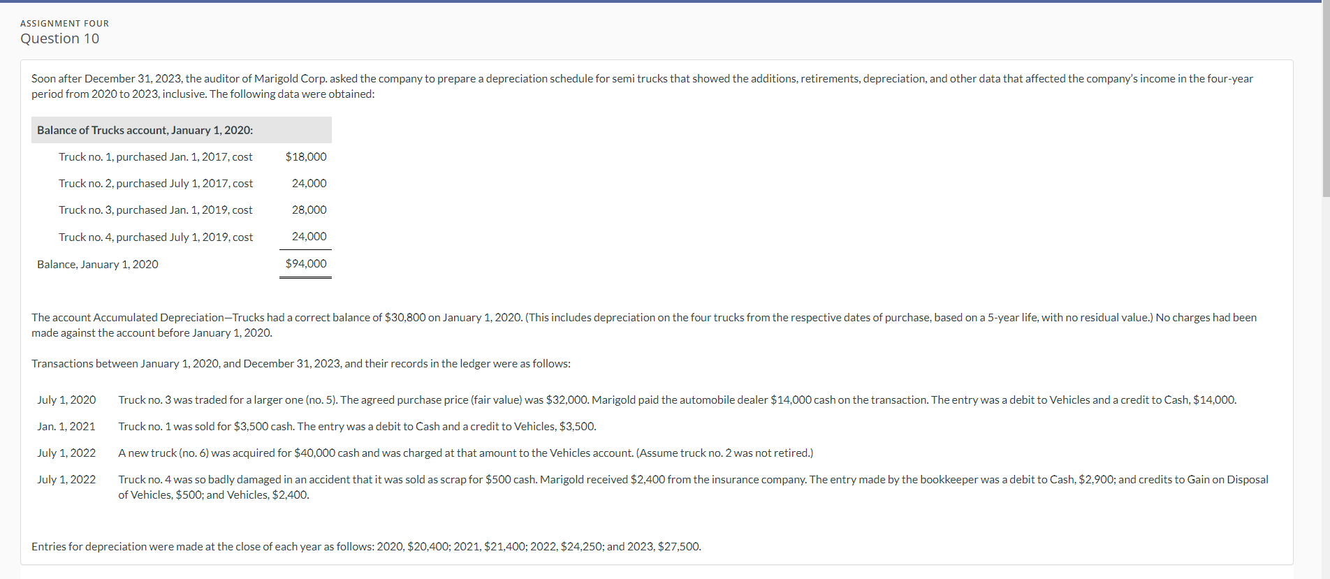  ASSIGNMENT FOUR Question 10 Soon after December 31, 2023, the auditor