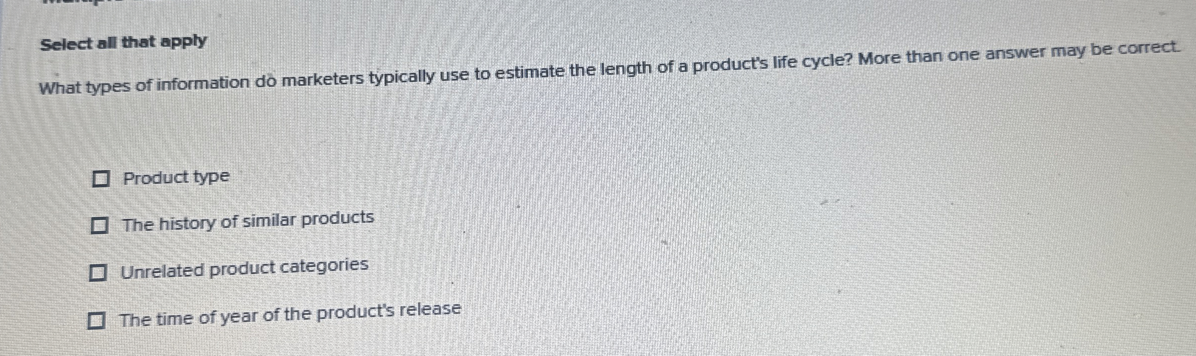  Select all that apply What types of information do marketers typically