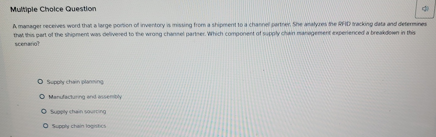  Multiple Cholce Questlon A manager receives word that a large portion
