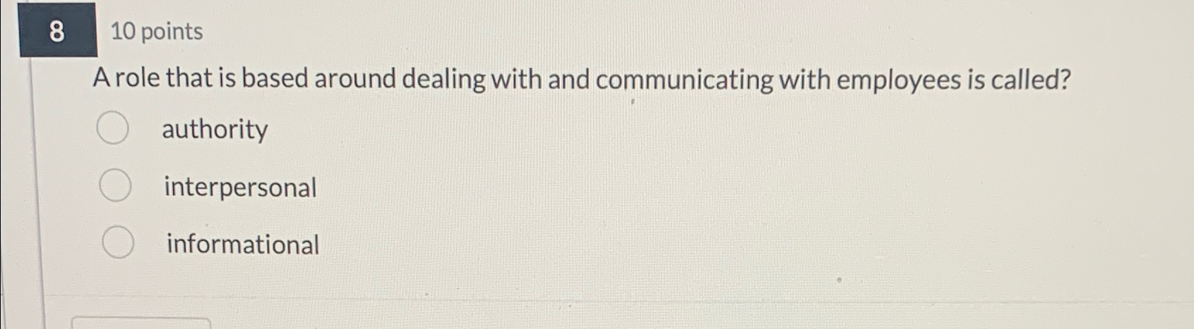  810 points A role that is based around dealing with and