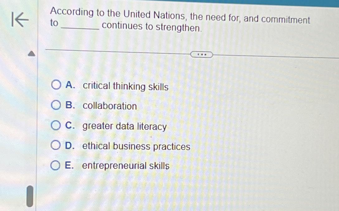  According to the United Nations, the need for, and commitment to