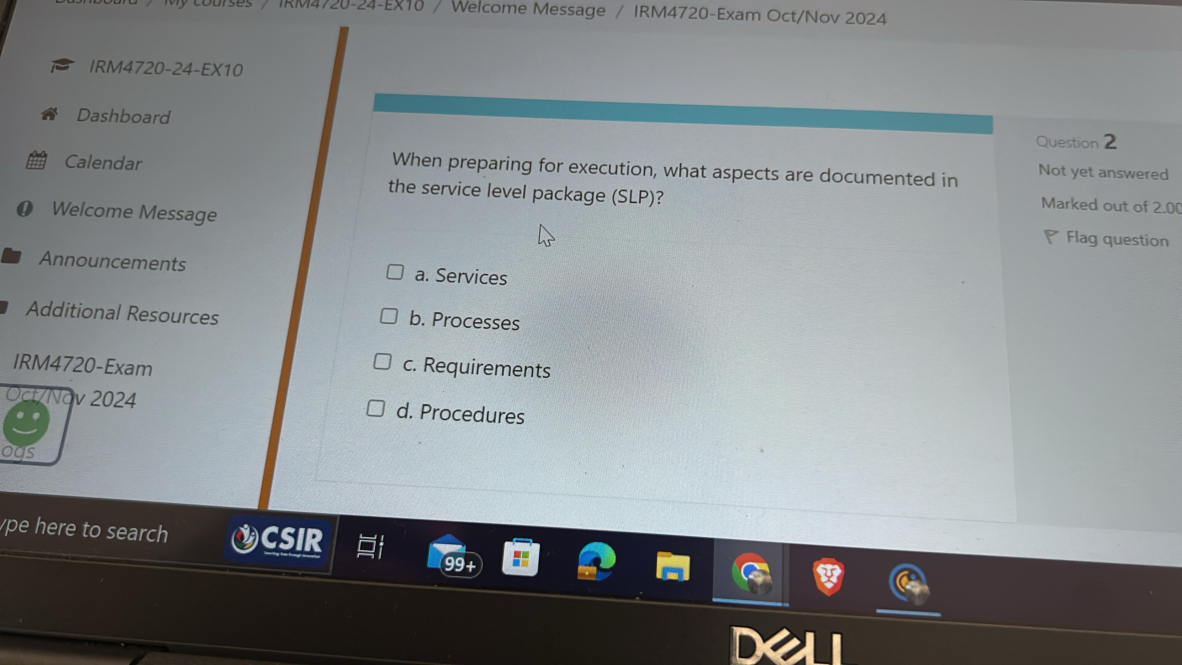  When preparing for execution, what aspects are documented in the service
