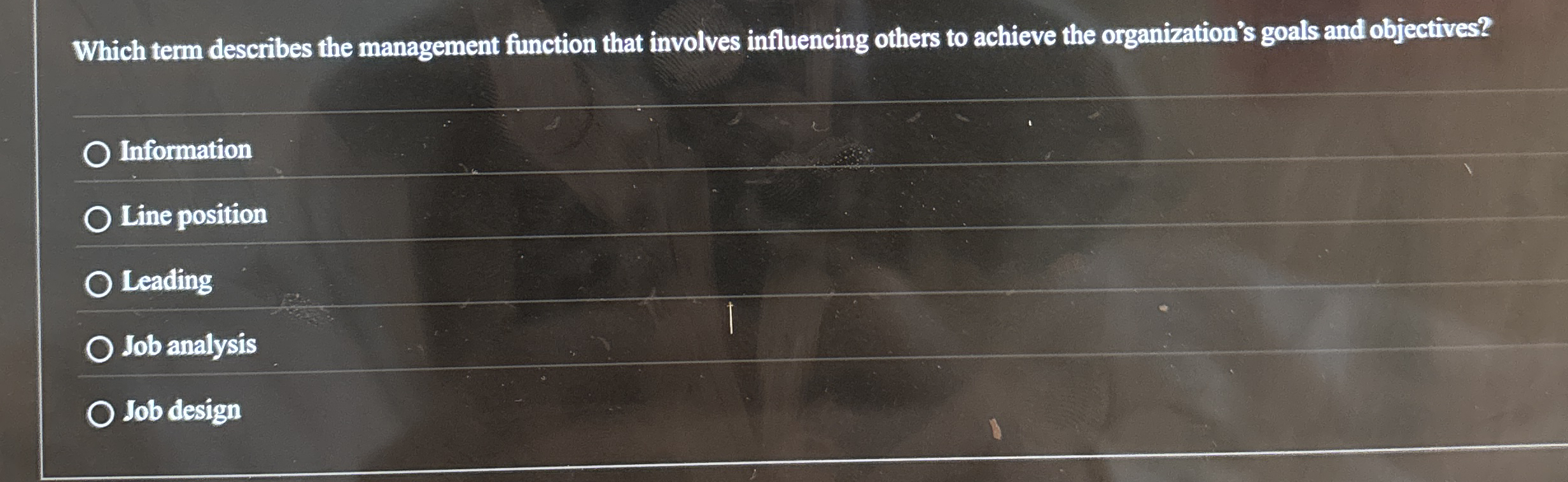  Which term describes the management function that involves influencing others to