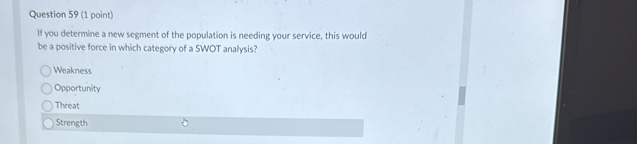  Question 59(1 point) If you determine a new segment of the